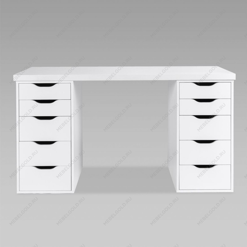 ИНГАР стол письменный ИКЕА / IKEA белый, 140x75, с двумя тумбами | изображение 2