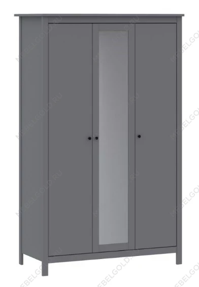 САГА шкаф 3 двери с зеркалом серый