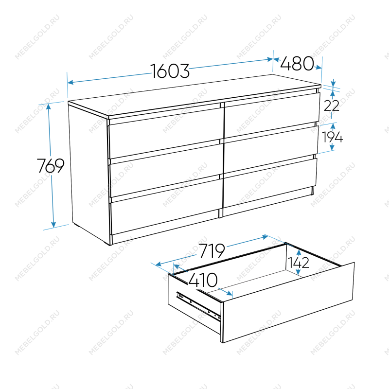 МАЛЬТА комод ИКЕА / IKEA 6 ящиков 160х76 Дуб Венге | изображение 4
