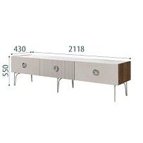 Тумба телевизионная 2.1м Bogemia Woodline Fi (Шелк) (Novabuk/Хром) БМТ-2[10]