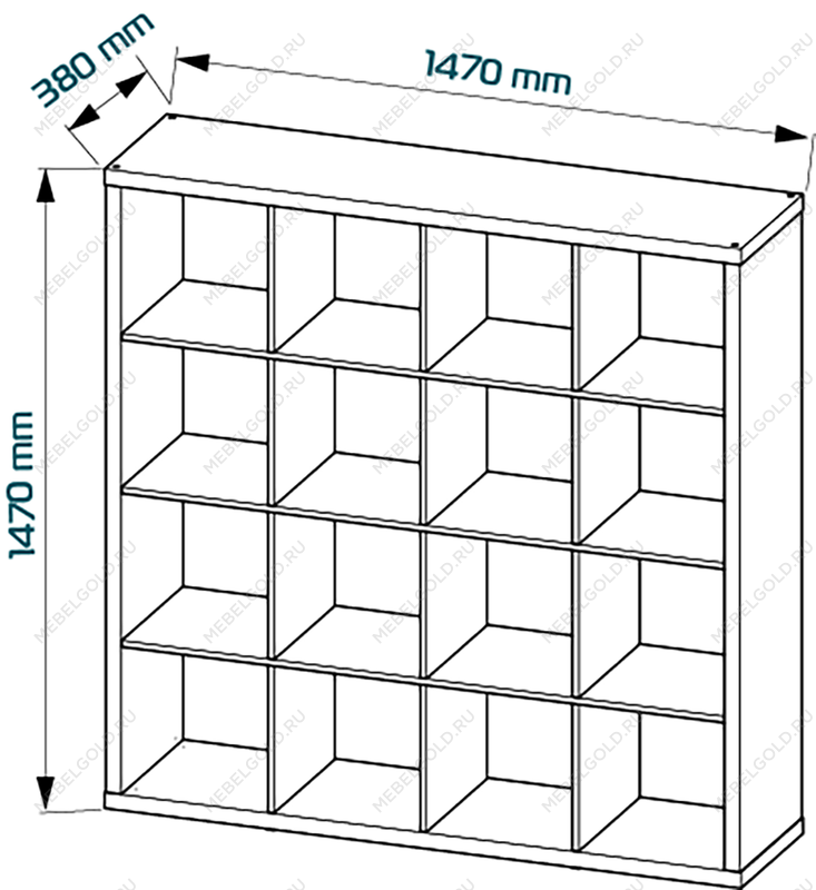 КАЛЛАКС / ФОРА Стеллаж ИКЕА / IKEA 16, широкий стеллаж с открытыми ячейками, тамбурат белого цвета | изображение 3