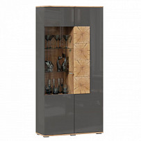 Шкаф двухстворчатый со стеклом 920 Фиджи (правый Дуб Золотой/Антрацит)