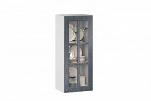 Шкаф кухонный 400 высокий со стеклом Мокка Тип 2 (Белый/Дуб фактурный антрацит)