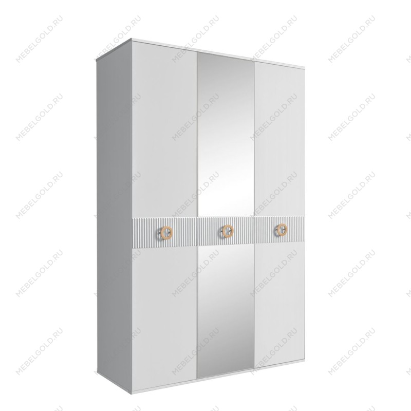 Шкаф 3-х дверный с зеркалом Bogemia Fillini (Белый/Золото) БМШ1/3(Fi)