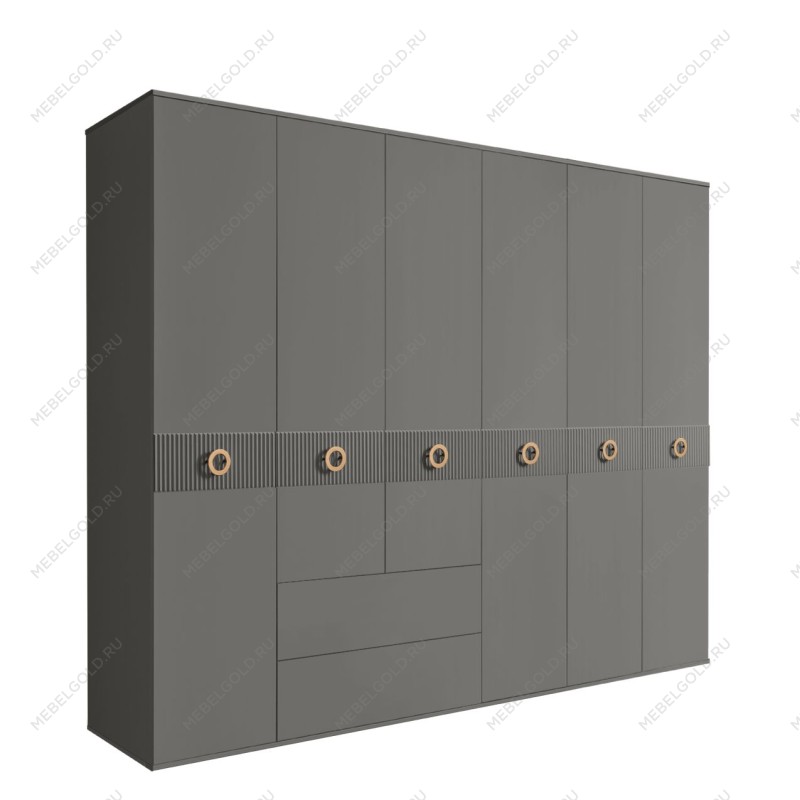 Шкаф 6-ти дверный с ящиками, Bogemia Fillini (Серый/Золото) БМШ2/61(Fi)