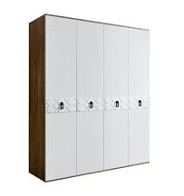 Шкаф 4-х дверный Bogemia Woodline Fa (Белый/Черный) БМШ2/4