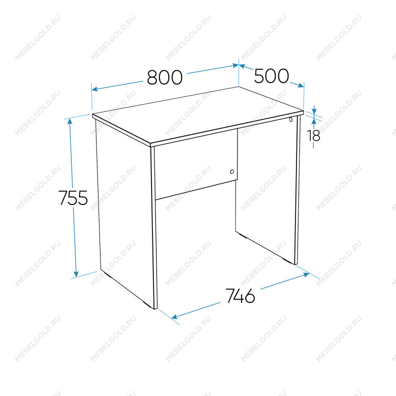 КАСТОР (KULLEN) стол письменный 80х50 серый | изображение 2