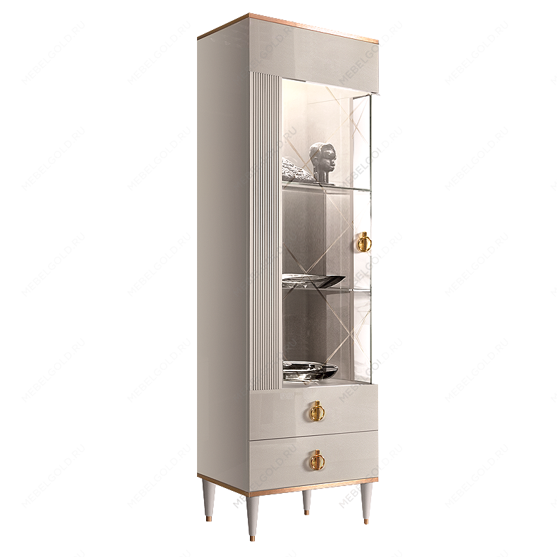 Витрина 1-ств. Римини СОЛО (Слоновая кость/Золото) (Левая) РМВ1-1С(s)