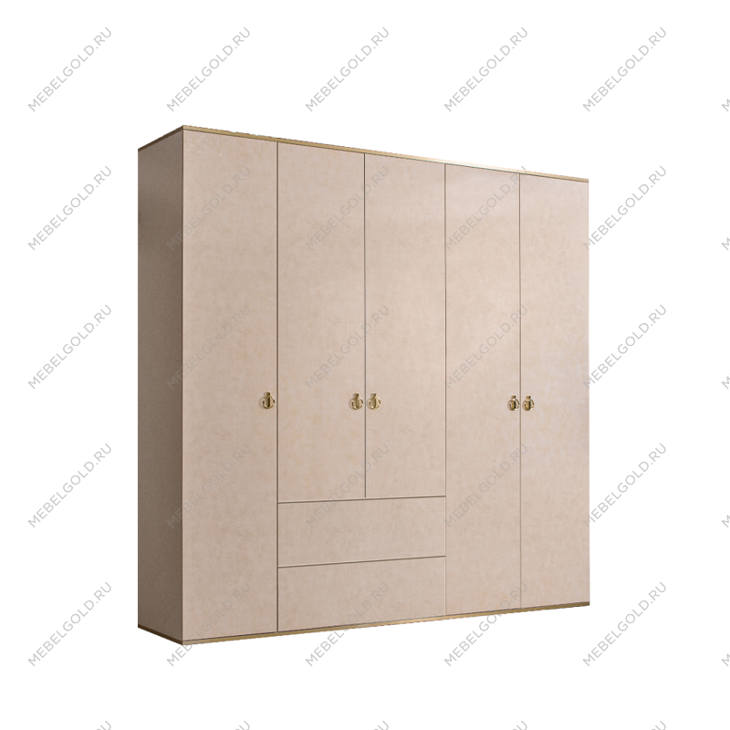 Шкаф 5-ти дверный с ящиками Римини (Латте/Золото) РМШ2/51