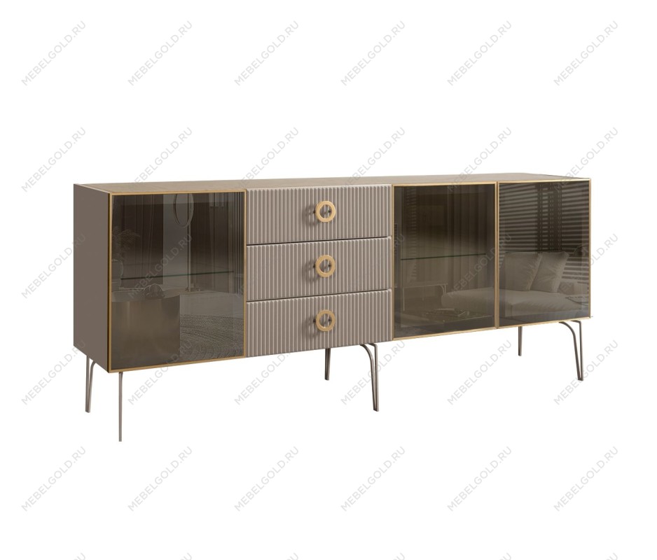 Комод 2.1м Bogemia Fillini (Мокка) (Novabuk/Золото) БМКМ-5(Fi)[5]