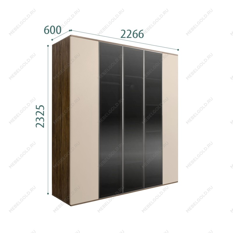 Шкаф 5-ти дв. Bogemia Woodline Air (Ваниль/Серебро) БМШ2/5(3)