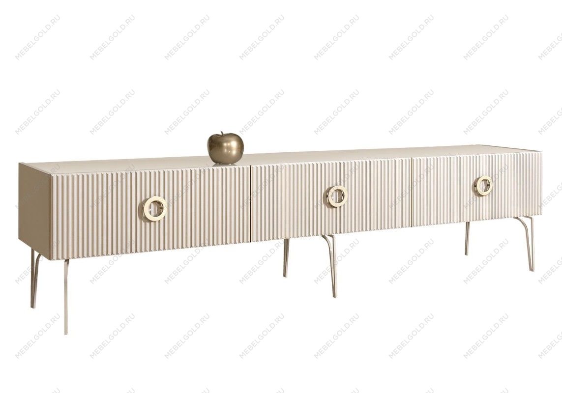 Тумба под телевизор 2.1м Bogemia Fillini (Слоновая кость) (Lakobel/Золото) БМТ-2(Fi)