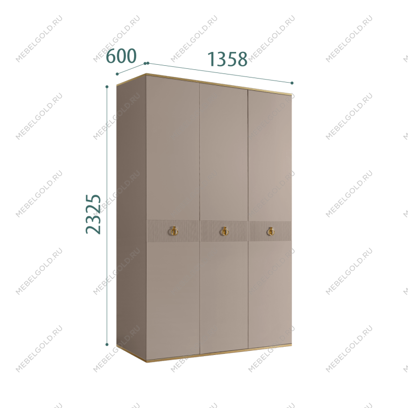 Шкаф 3-х дверный Римини СОЛО (Мокка/Золото) РМШ2/3(s)