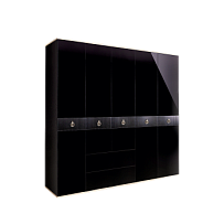 Шкаф 5-ти дверный с ящиками Римини СОЛО (Черный/Серебро) РМШ2/51(s)