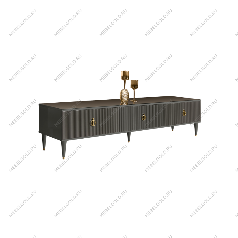 Тумба под телевизор 3 ящика Римини СОЛО (Серый/Золото) РМТ-4(s)[10]