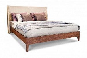 Кровать Сакраменто (мягкое изголовье), без основания, без матраса, (1600x2000), орех, Tiffany 2 Beige