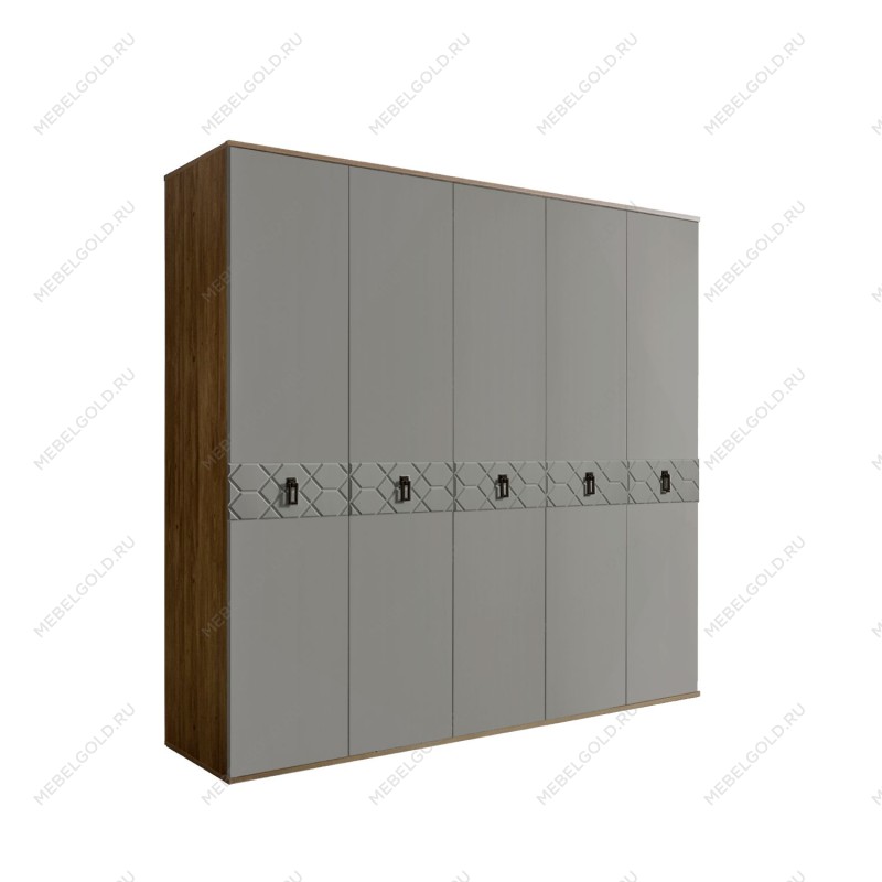 Шкаф 5-ти дв. Bogemia Woodline Fa (Серый/Черный) БМШ2/5(Fa)