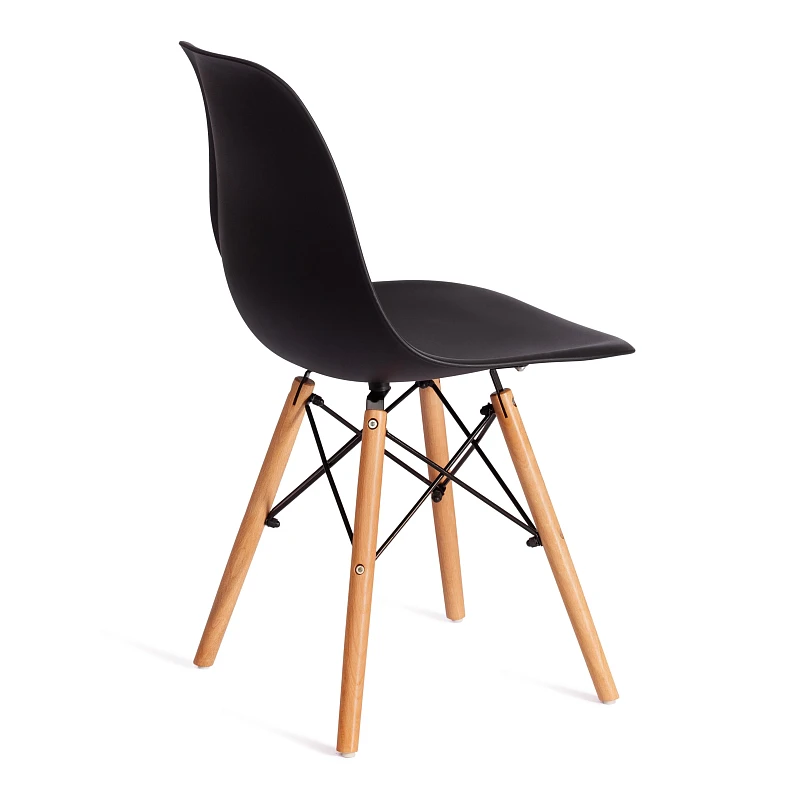 Стул CINDY (EAMES) (mod. 1801), дерево бук/металл/сиденье пластик, 45x51x82 см, Black (черный) | изображение 1