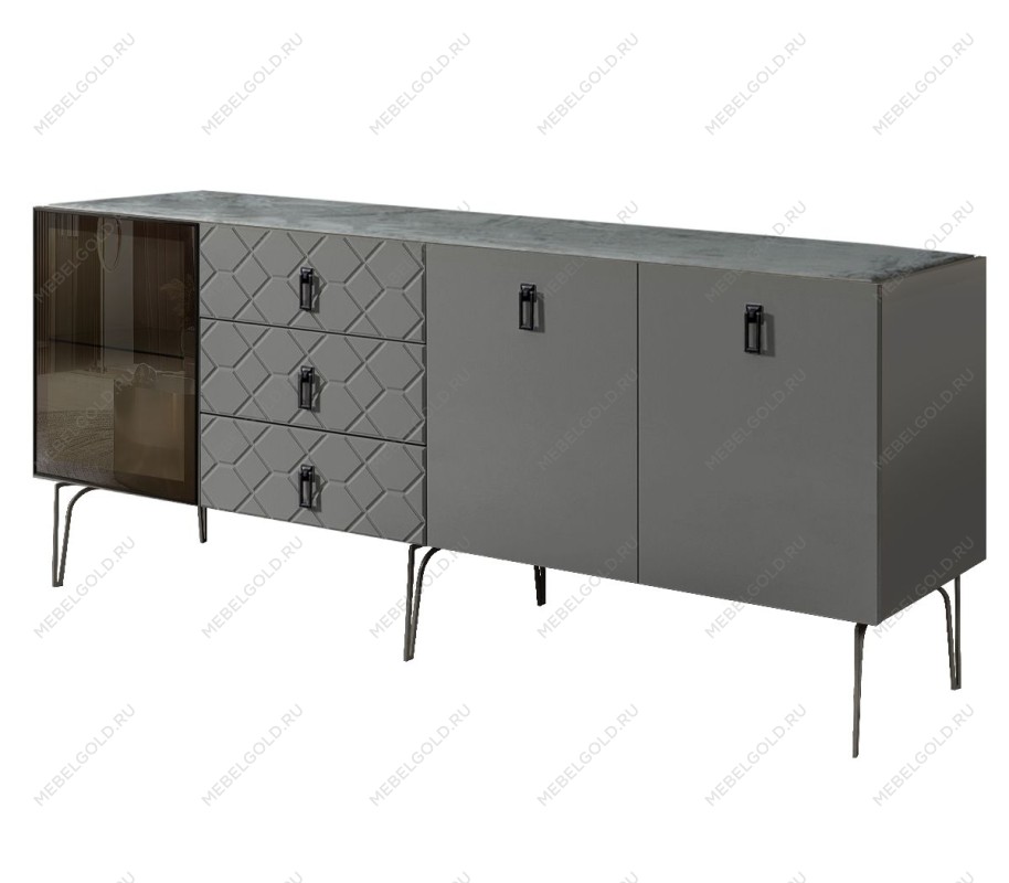 Комод 2.1м Bogemia Farfalle (Серый) (Novabuk/Черный) БМКМ-5(Fa)[4]