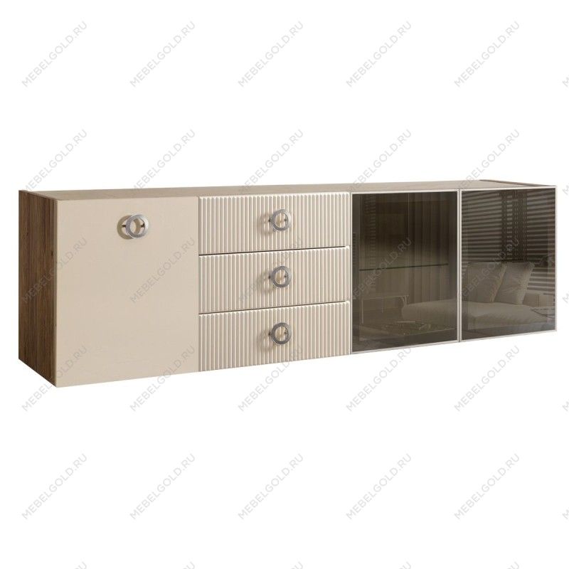 Комод 2.1м Bogemia Woodline Fly Fi (Слоновая кость) (Novabuk/Хром) БМКМ-5[5][10]