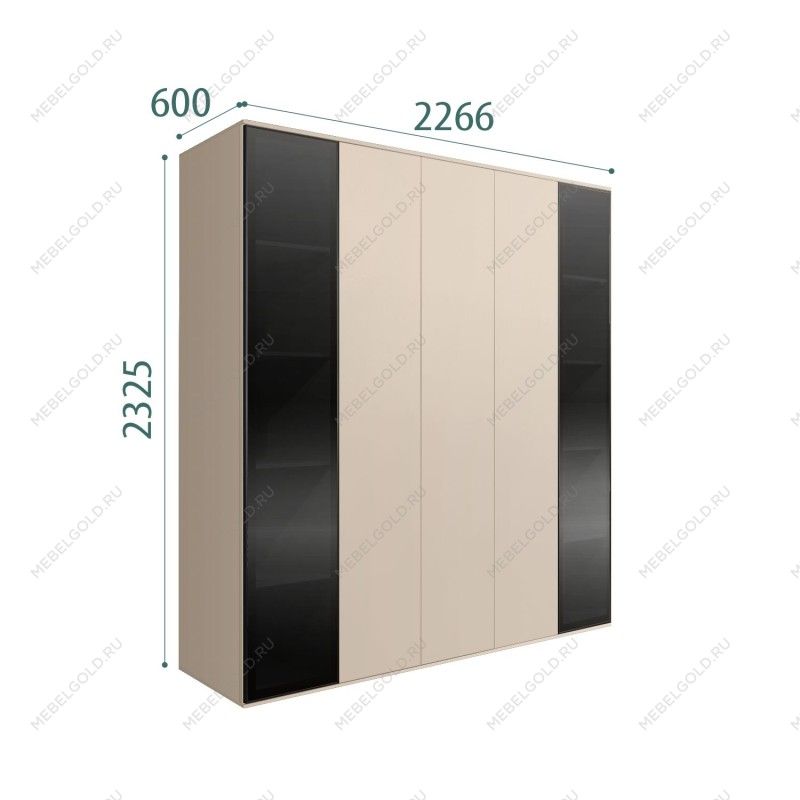 Шкаф 5-ти дв. Bogemia Air (Ваниль/Черный) БМШ2/5(2)