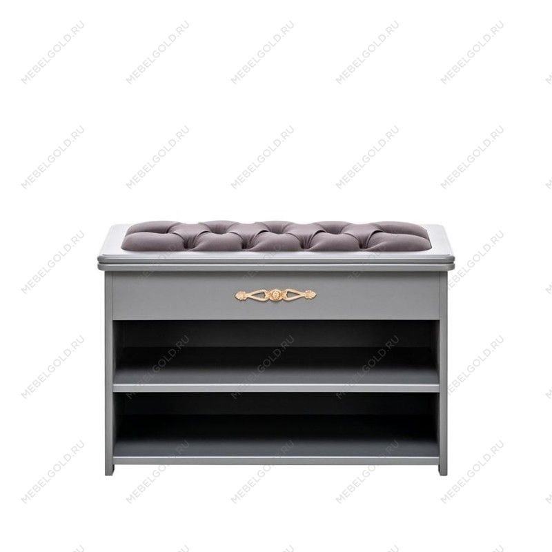 Обувница Патриция (Серый ясень / ткань V 19, каретная стяжка) | изображение 1