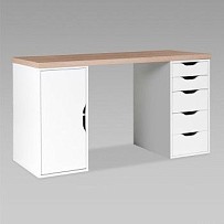 ИНГАР 2/5/ДВ стол письменный 140x75x55, дуб беленый/белый