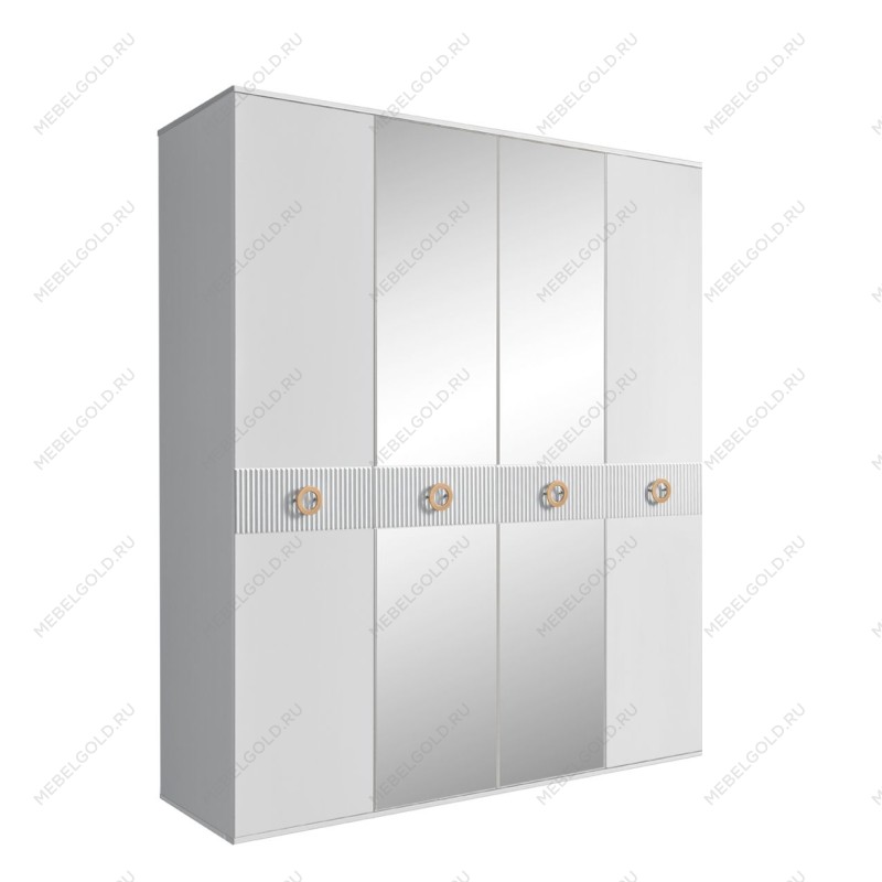 Шкаф 4-х дв. с зеркалами Bogemia Fillini (Белый/Золото) БМШ1/4(Fi)