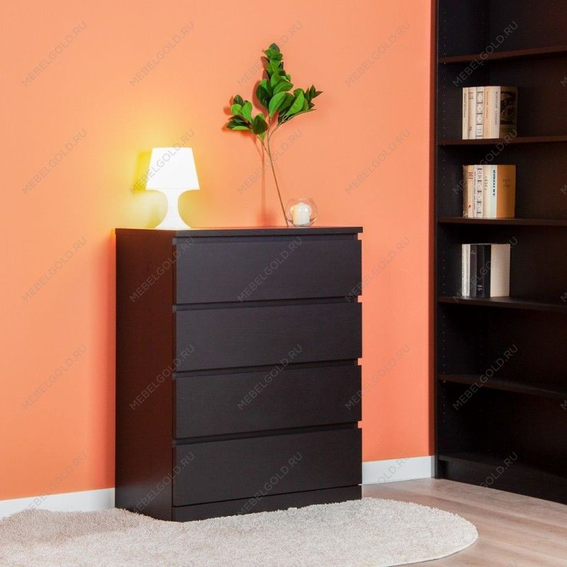 МАЛЬМ / VARMA Комод ИКЕА / IKEA 4, 80x100x40, шпон, черный | изображение 5