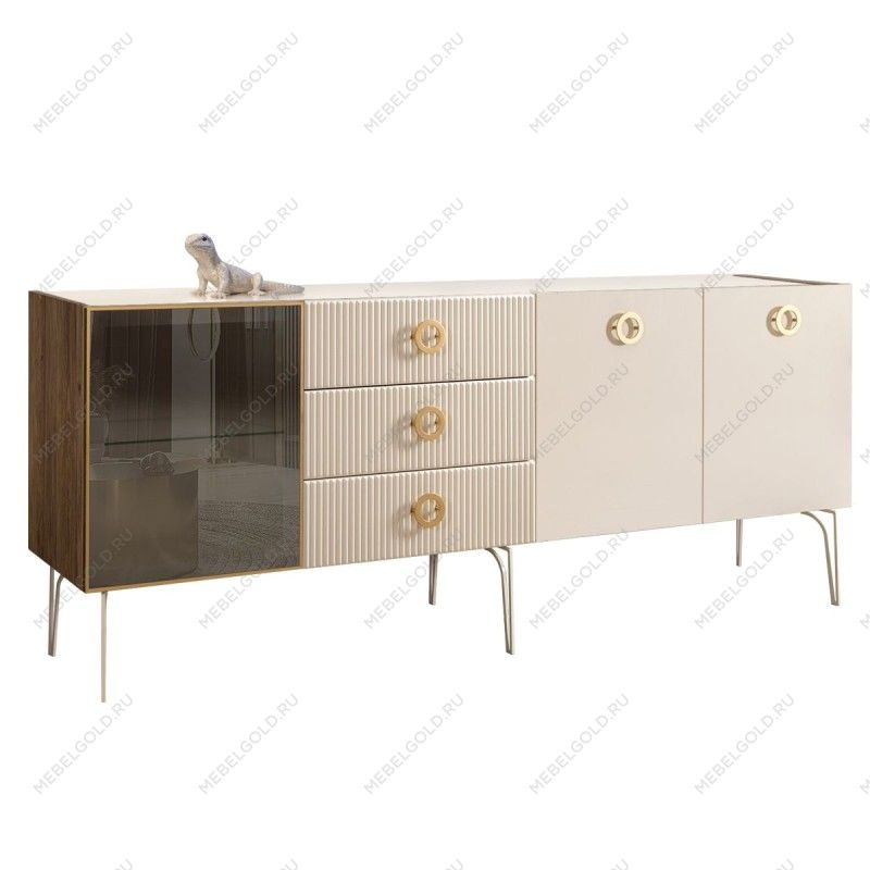 Комод 2.1м Bogemia Woodline Fi (Слоновая кость) (Lakobel/Золото) БМКМ-5[4]