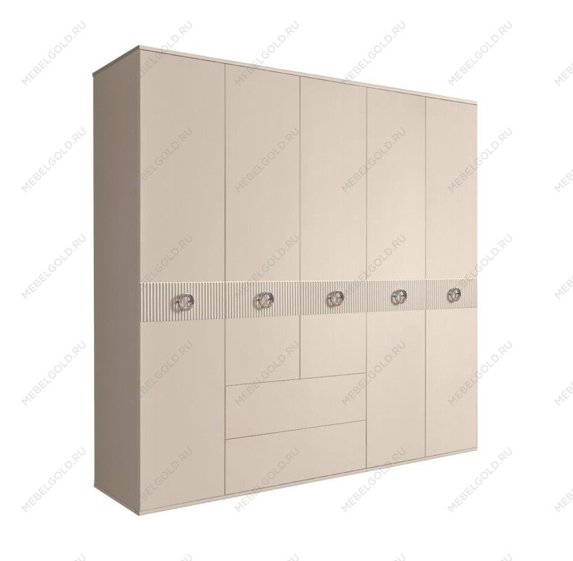 Шкаф 5-ти дверный с ящиками, Bogemia Fillini (Ваниль/Хром) БМШ2/51(Fi)