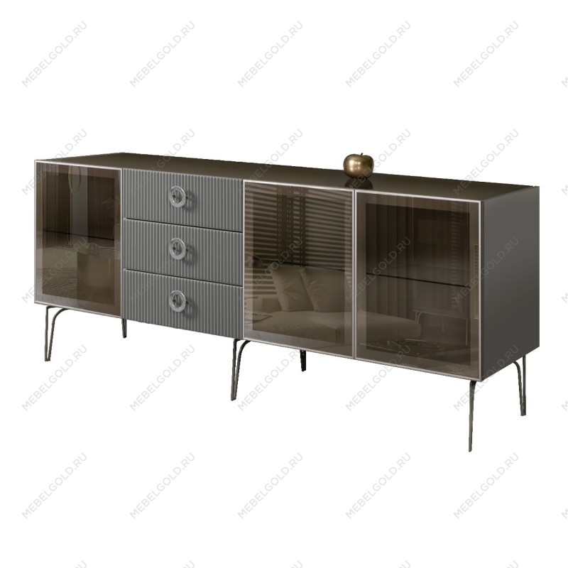 Комод 2.1м Bogemia Fillini (Серый) (Lakobel/Хром) БМКМ-5(Fi)[5]