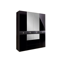 Шкаф 4-х дверный с зеркалом, с ящиками Римини СОЛО (Черный/Серебро) РМШ1/41(s)
