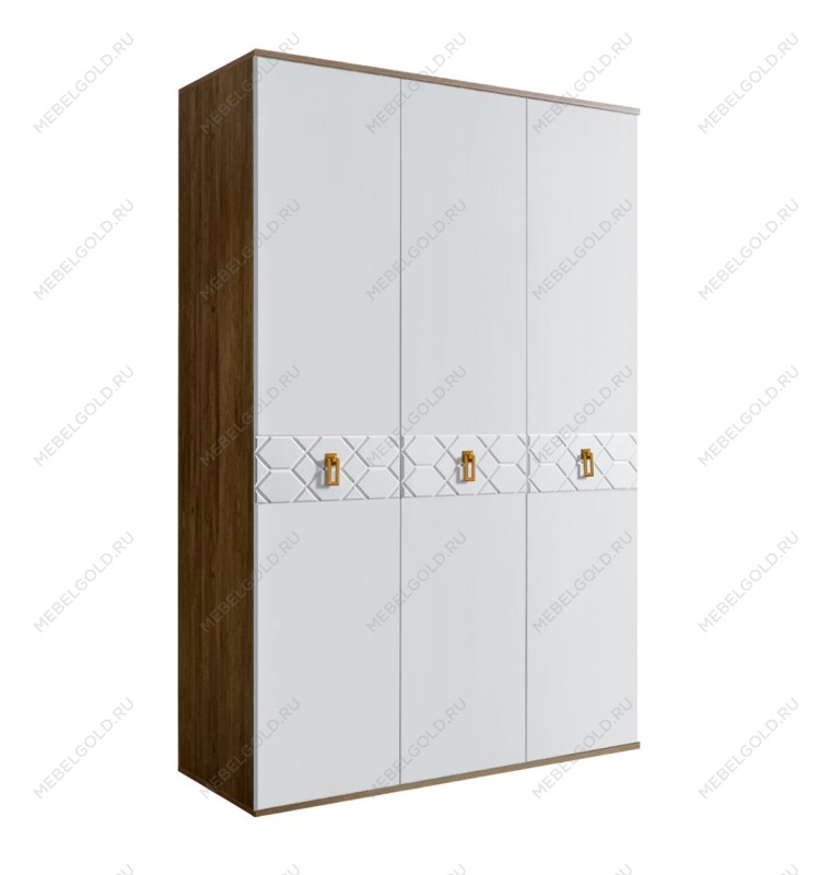 Шкаф 3-х дверный Bogemia Woodline Fa (Белый/Золото) БМШ2/3