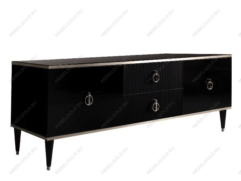 Тумба под телевизор Римини СОЛО (Черный/Серебро) РМТ-3(s)