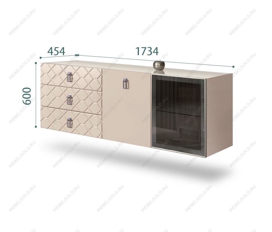 Комод 1.6м Bogemia Fly Farfalle (Ваниль) (Lakobel/Хром) БМКМ-4[5][10]