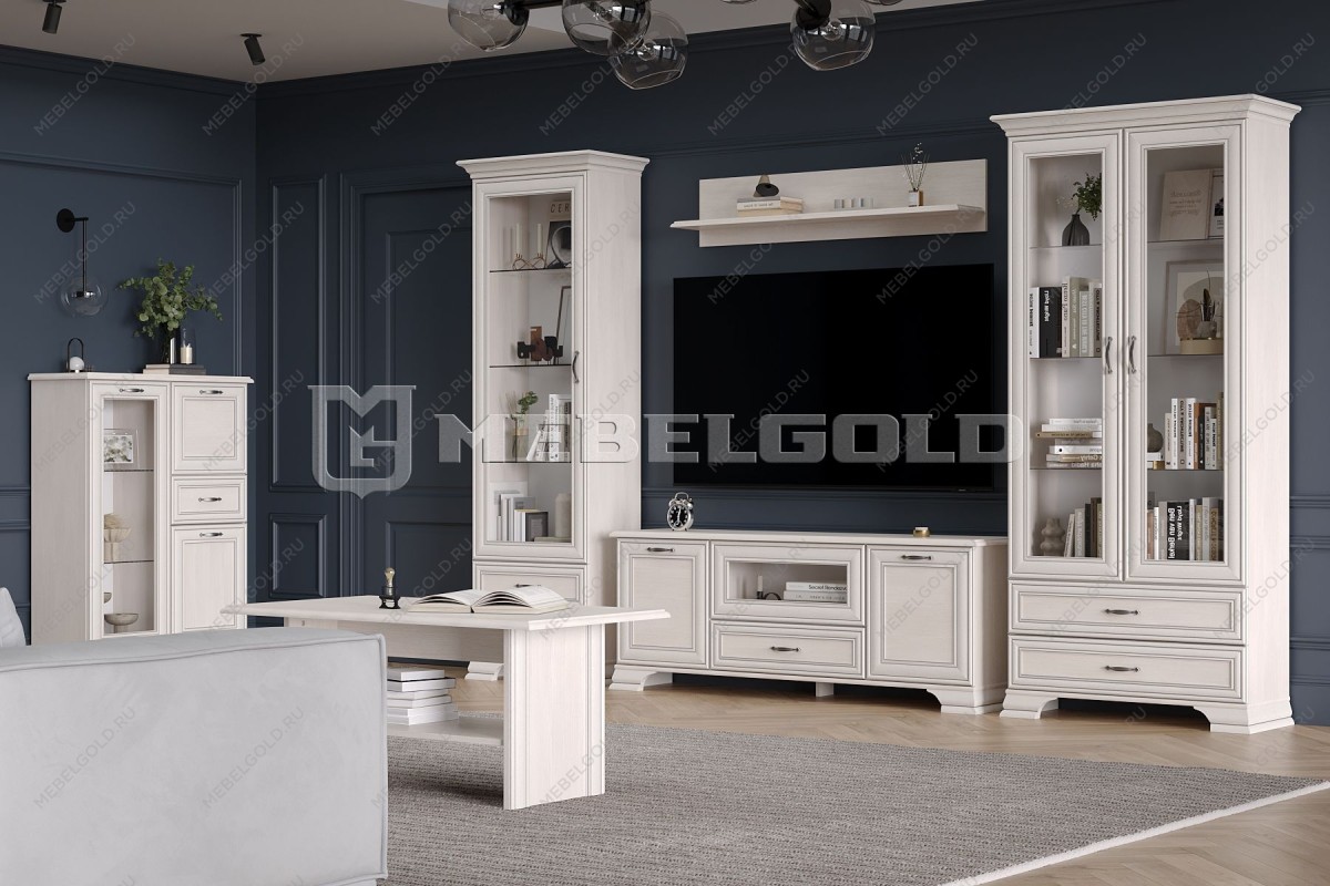 Шкаф с витриной Тиффани 2V2S вудлайн кремовый | изображение 4