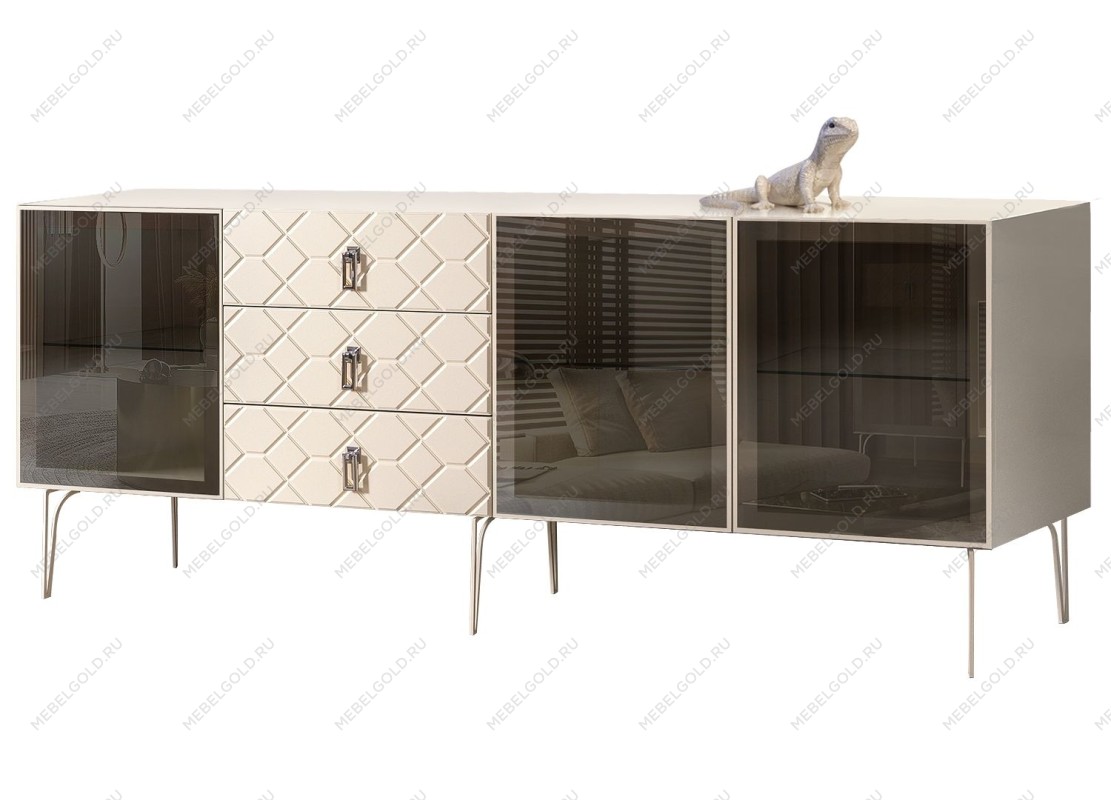 Комод 2.1м Bogemia Farfalle (Слоновая кость) (Lakobel/Хром) БМКМ-5(Fa)[5]