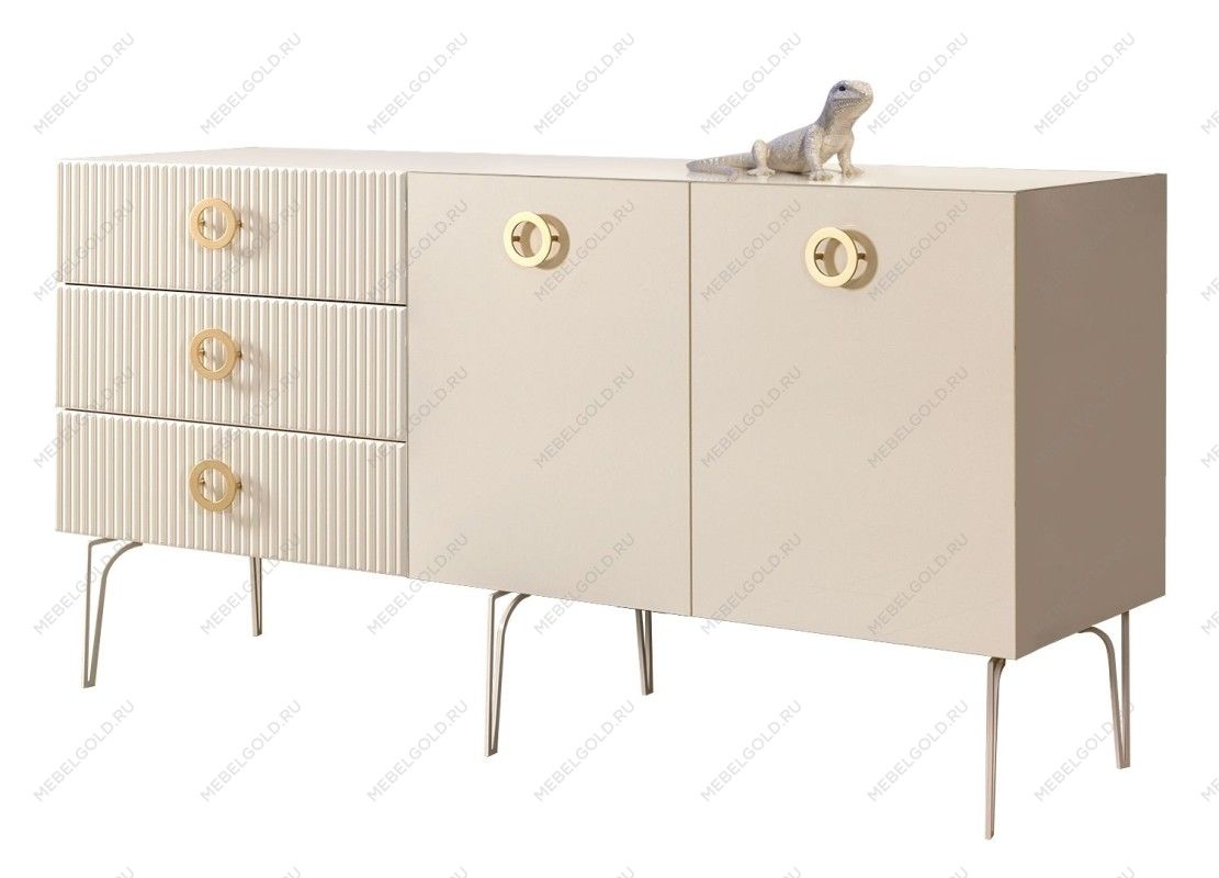 Комод 1.6м Bogemia Fillini (Слоновая кость) (Lakobel/Золото) БМКМ-4(Fi)