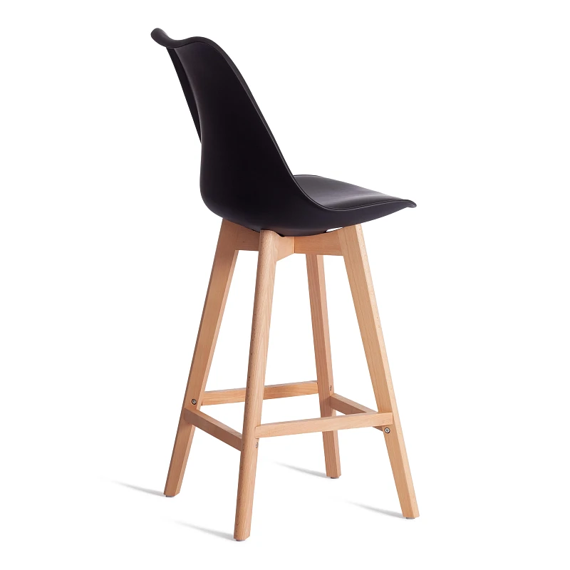 Стул барный TULIP BAR (mod. C1014H-1), пластик/дерево, 42 х 47,5 х 104 см, Black (Черный) 3010/ натуральный | изображение 2
