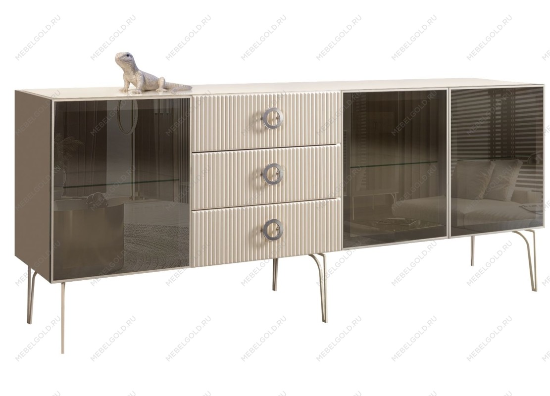 Комод 2.1м Bogemia Fillini (Слоновая кость) (Lakobel/Хром) БМКМ-5(Fi)[5]