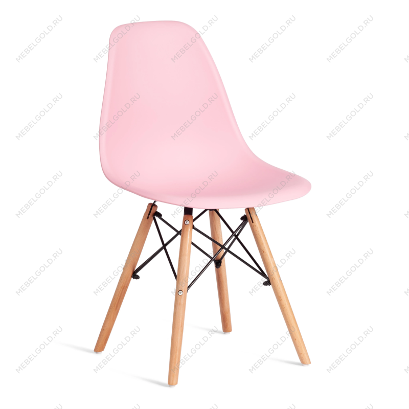 Стул CINDY (EAMES) (mod. 1801), дерево бук/металл/сиденье пластик, 45x51x82 см, Light pink (светло-розовый)