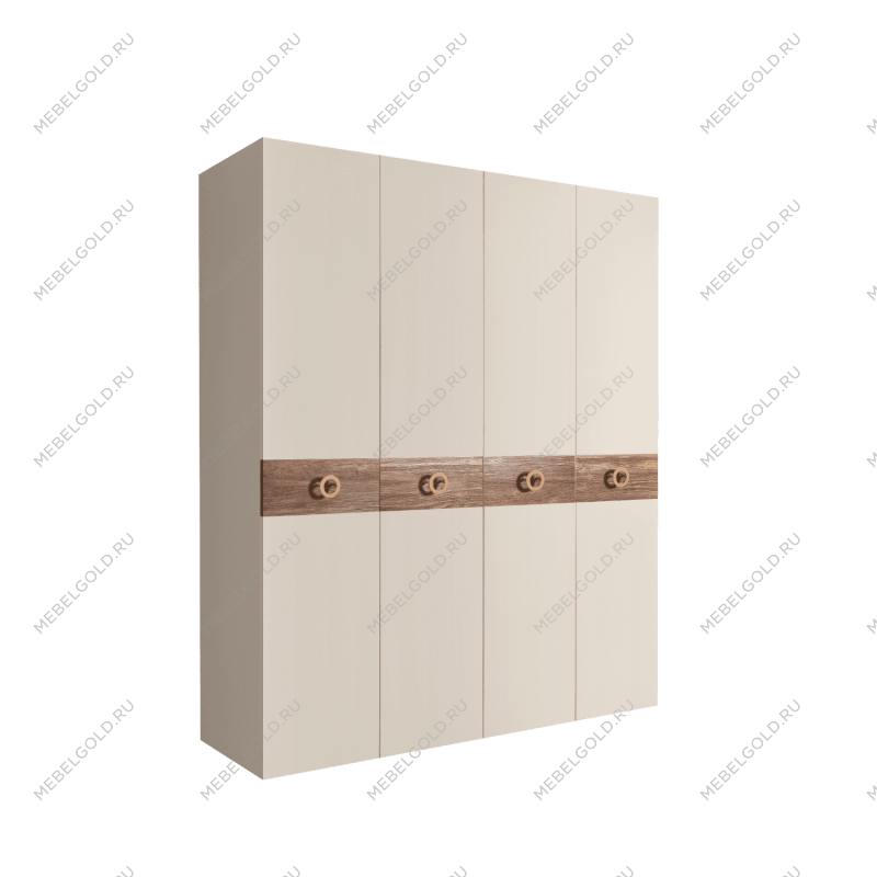 Шкаф 4-х дв. Bogemia Wood Fi (Слоновая кость/Золото) БМШ2/4(Wo)
