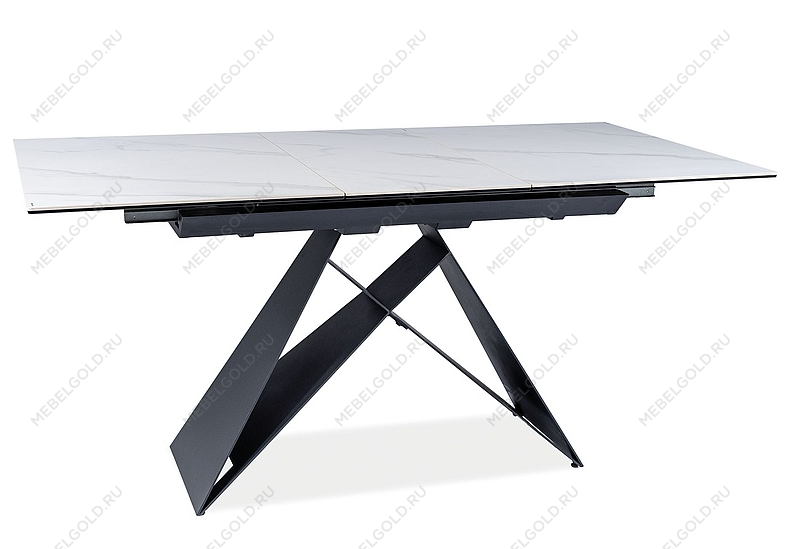 Стол обеденный Signal WESTIN SC раздвижной (эффект белого мрамора/черный мат) | изображение 2