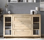 БРИМНЭС / СИРИУС тумба ИКЕА / IKEA 2 двери со стеклом и 3 ящика 156х95 сонома | изображение 4