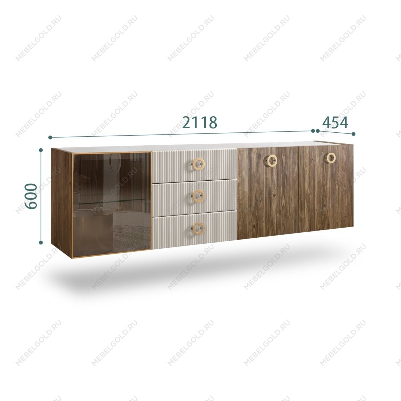 Комод 2.1м Bogemia Woodline Fly Wood Fi (Шелк) (Novabuk/Золото) БМКМ-5[4]