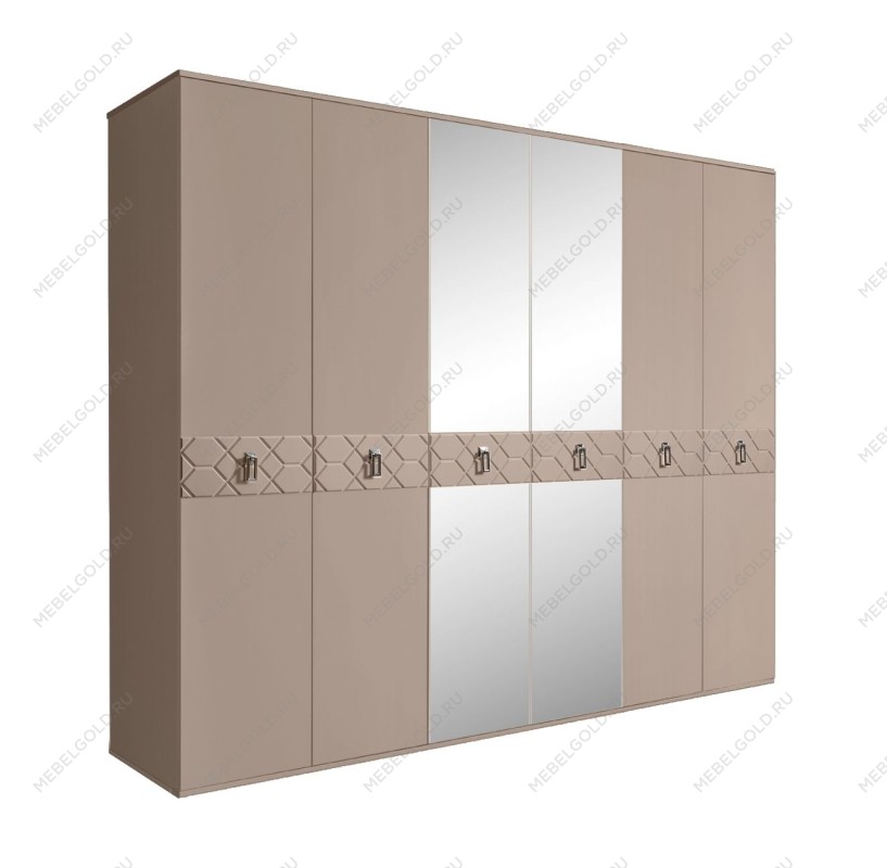 Шкаф 6-ти дв. с зеркалами Bogemia Farfalle (Мокка/Хром) БМШ1/6(Fa)
