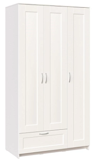 Шкаф Сириус, 3 двери и 1 ящик, 117х59х220 см, белый