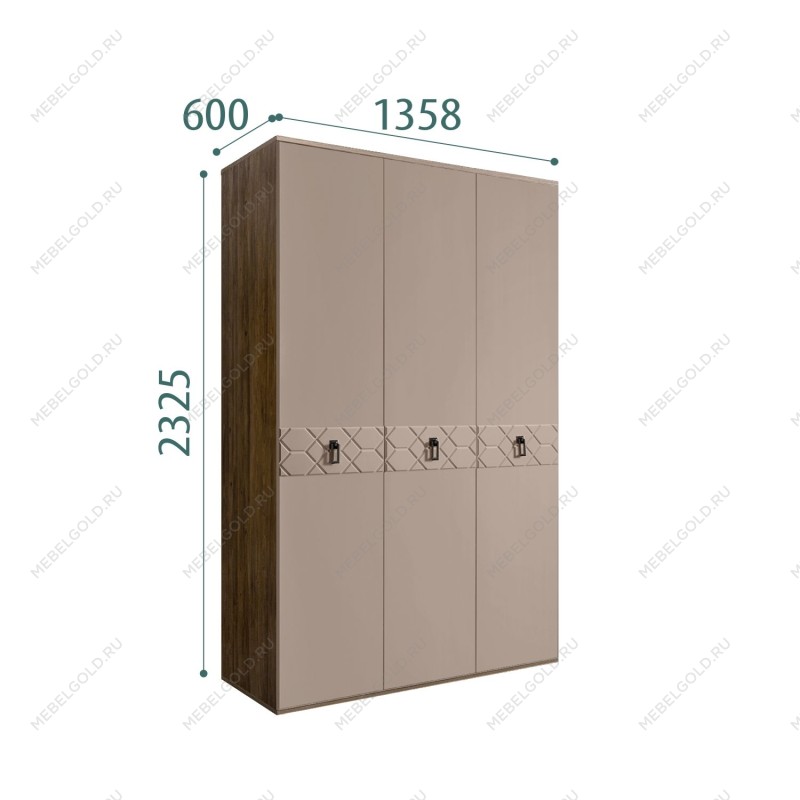 Шкаф 3-х дверный Bogemia Woodline Fa (Мокка/Черный) БМШ2/3