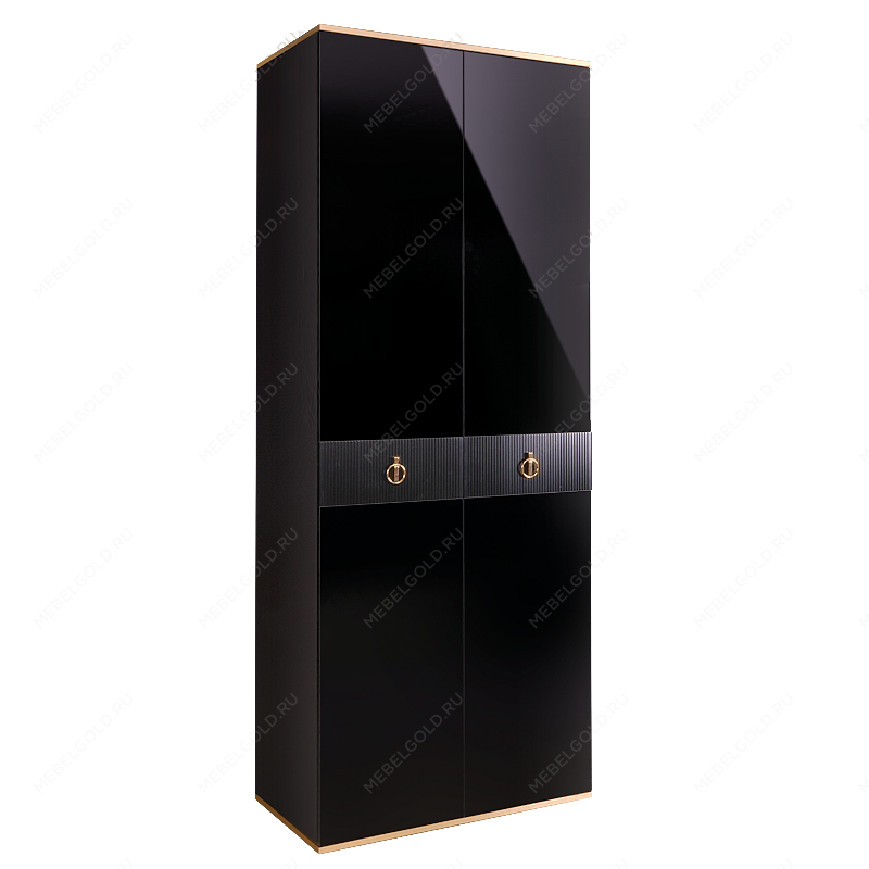 Шкаф 2-х дверный Римини СОЛО (Черный/Золото) РМШ2/2(s)